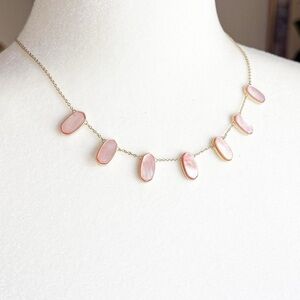 Kendra Scott 18 Inch Meadow Light Pink Hexagon Stone Gold Slider Collar Necklace